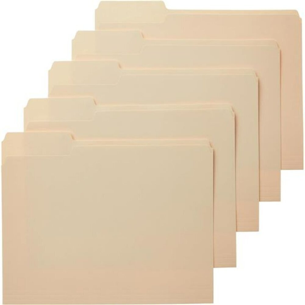 1/3-Cut Tab Assorted Positions File Folders Letter Size Manila Pack of 100
